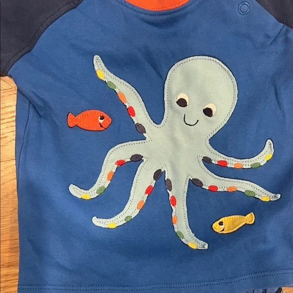 Frugi Blue and Orange Octopus Toddler Set - 12-18 months - Picture 3 of 7